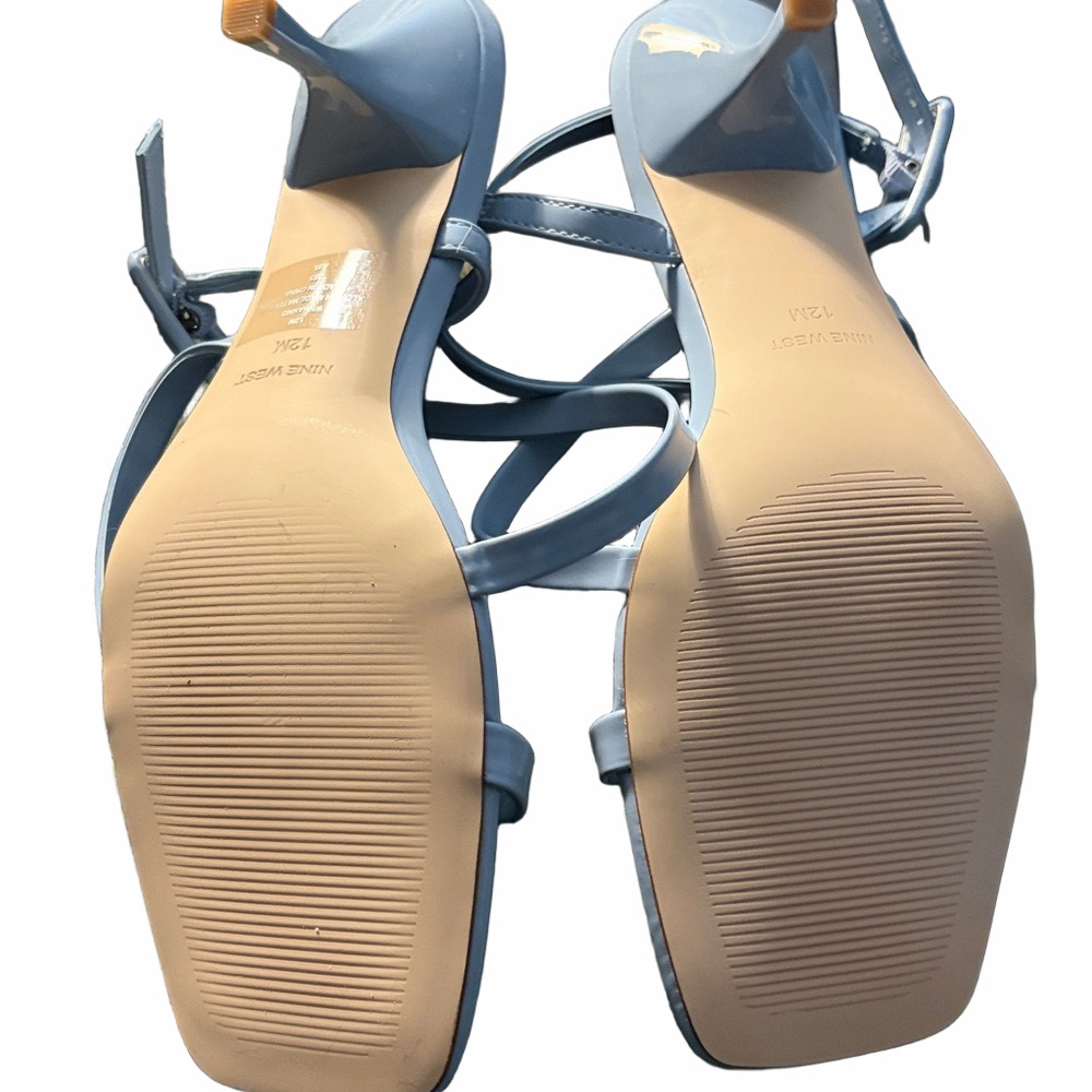 Nine West blue high gloss Patton strappy sandal. 
new condition size 12M 3” heel - Picture 3 of 6